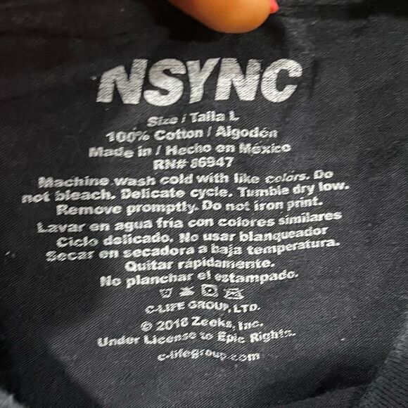 NSYNC Cropped Top Short Sleeve Crewneck Logo Print Pullover Cotton Black Size L - Picture 3 of 4